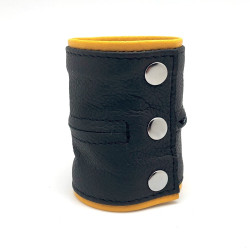 The Red Poignet bracelet de force en cuir - Noir/Jaune-  avec zip